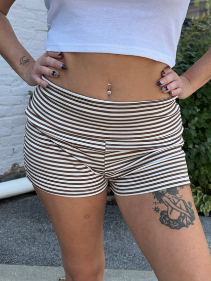 Sunday Striped Fold Over Shorts