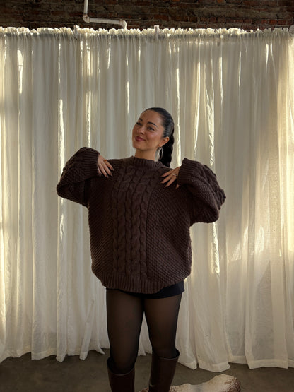 Chocolate Cable Knit Sweater