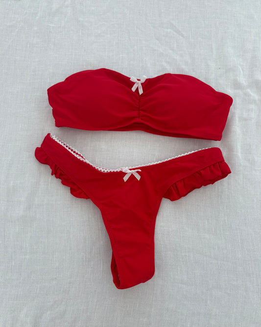 Red Strapless Bikini Set