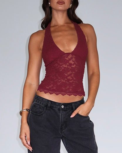 Darlin' Lace Top - Burgundy