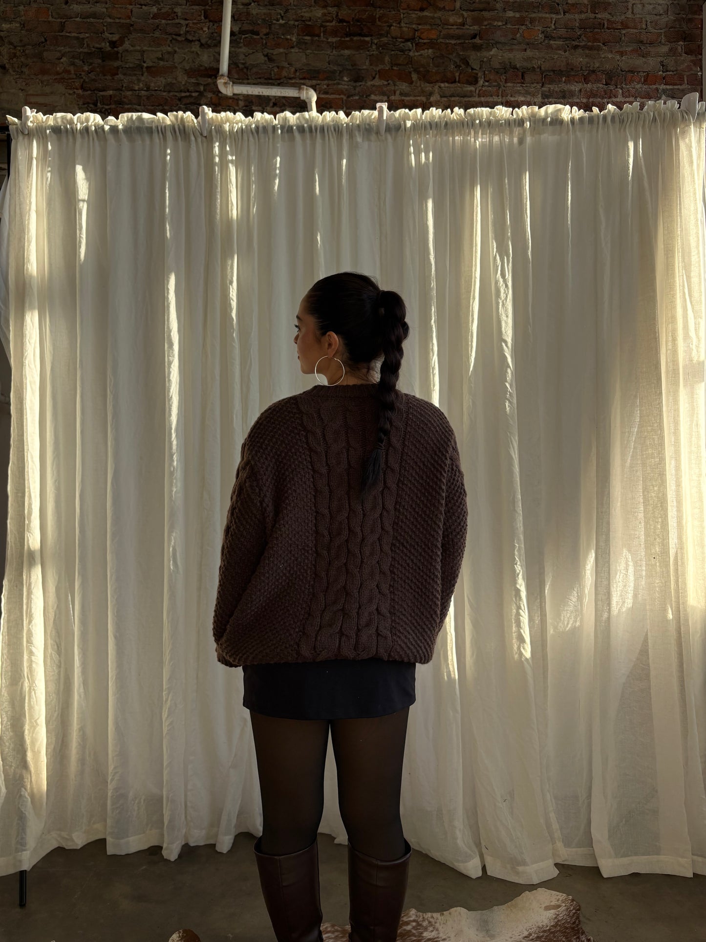 Chocolate Cable Knit Sweater