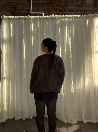 Chocolate Cable Knit Sweater
