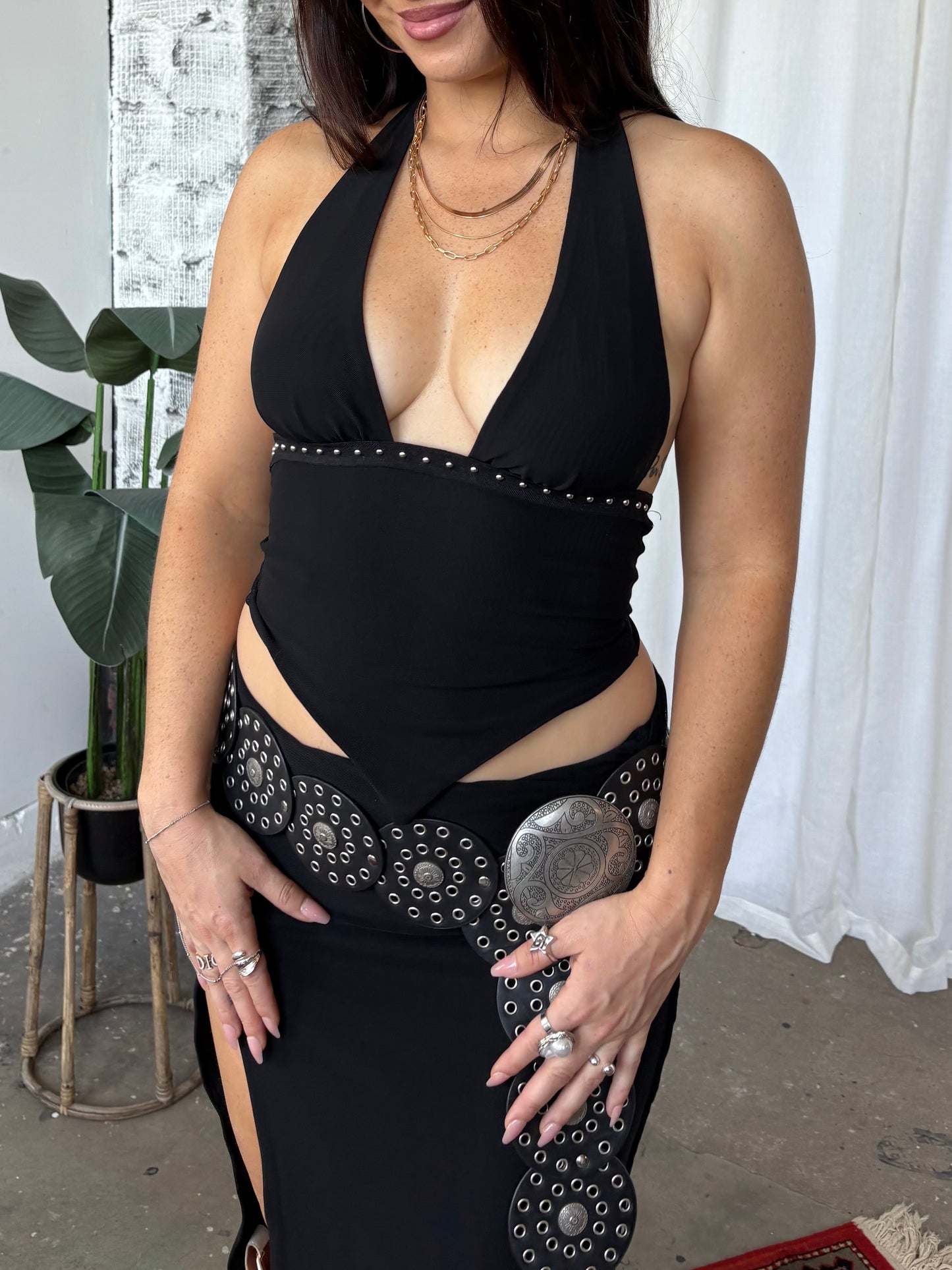Off The Grid Studded Halter Top