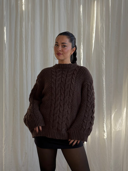 Chocolate Cable Knit Sweater