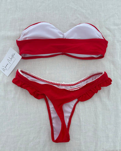 Red Strapless Bikini Set