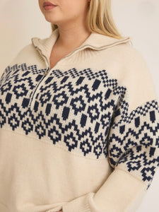 CURVY Fireside Half Zip Sweater