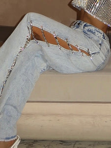 Effortless Rhinestone Detail Jeans