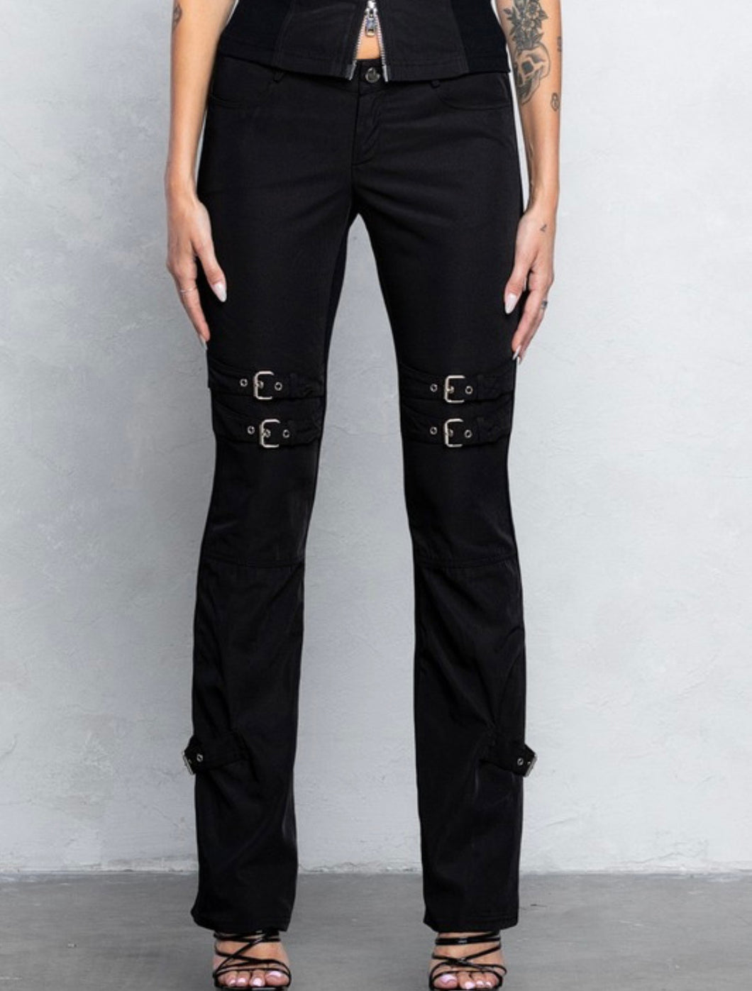 Front Row Buckle Detail Pants